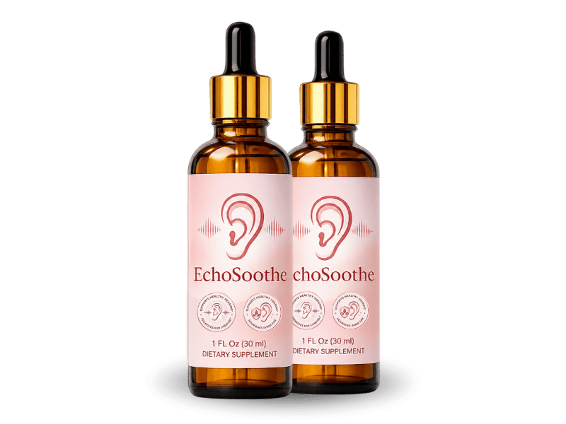 Two bottles of EchoSoothe hearing support formula